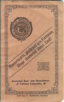 Concordia - Liederbuch der Rad- und Motorfahrer von 1911
