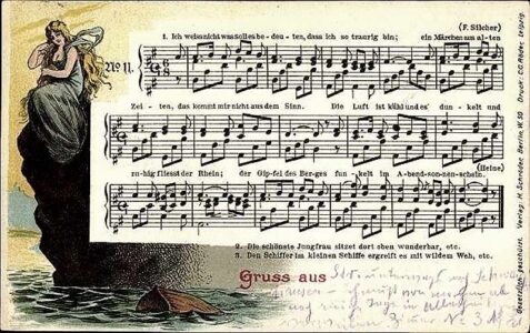 Liedpostkarte "Die Lorelei" von 1899
