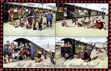 Auf de schwäbische Eisebahne (Karikatur)