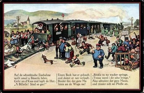 Auf de schwäbische Eisebahne (Karikatur 2)